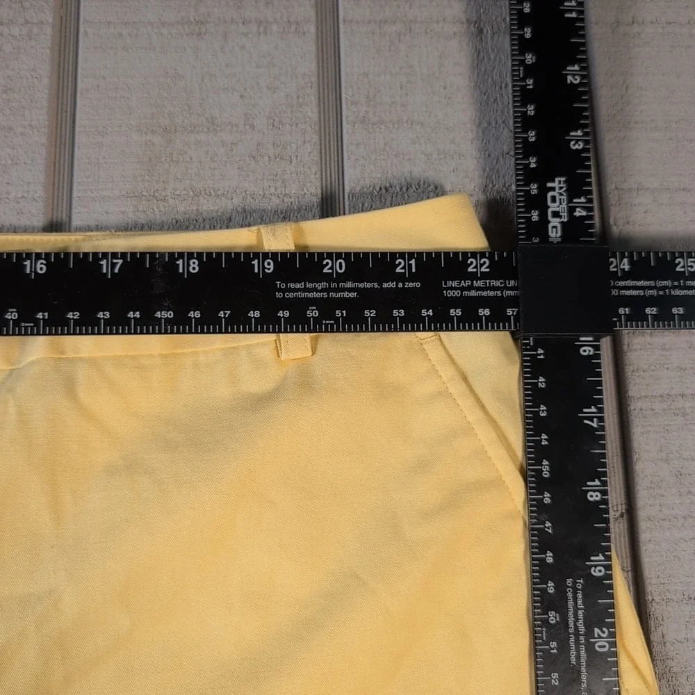 Talbots Women's Shorts 20 W Fabric Belt Cuffed Pockets Cotton Stretch Yellow New